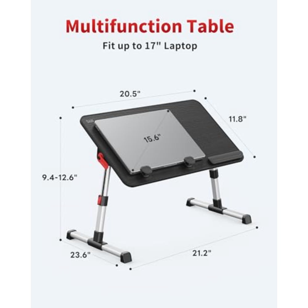 Laptop Desk Table, Adjustable Laptop Stand, Portable Lap Desks with Foldable Legs, Notebook Standing Breakfast Tray Reading Desk for Sofa Couch Bed Floor , Medium Size