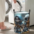 thumbnail image 5 of Gukieu Cute Skeletons Figurines Print Round Dirty Clothes Bag, Waterproof Standing Home Bathroom Storage Basket Car Trunk Storage Bag-Small, 5 of 6