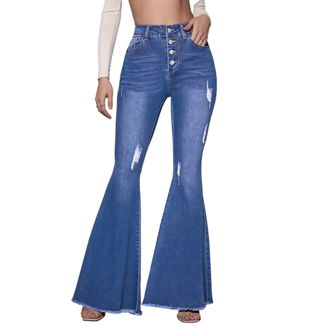 Pantalones Mujer Acampanado Mezclilla Jeans Dama Colombiano LOLE Talla 30