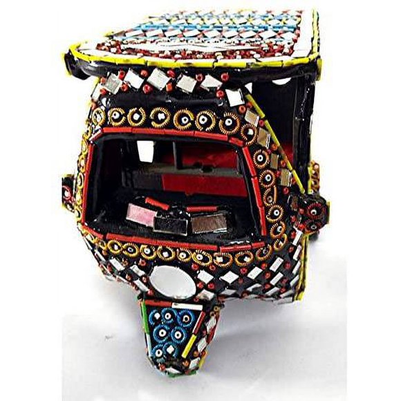 Perlas decorativas en miniatura con forma de espejo de Rickshaw, arte hecho a mano
