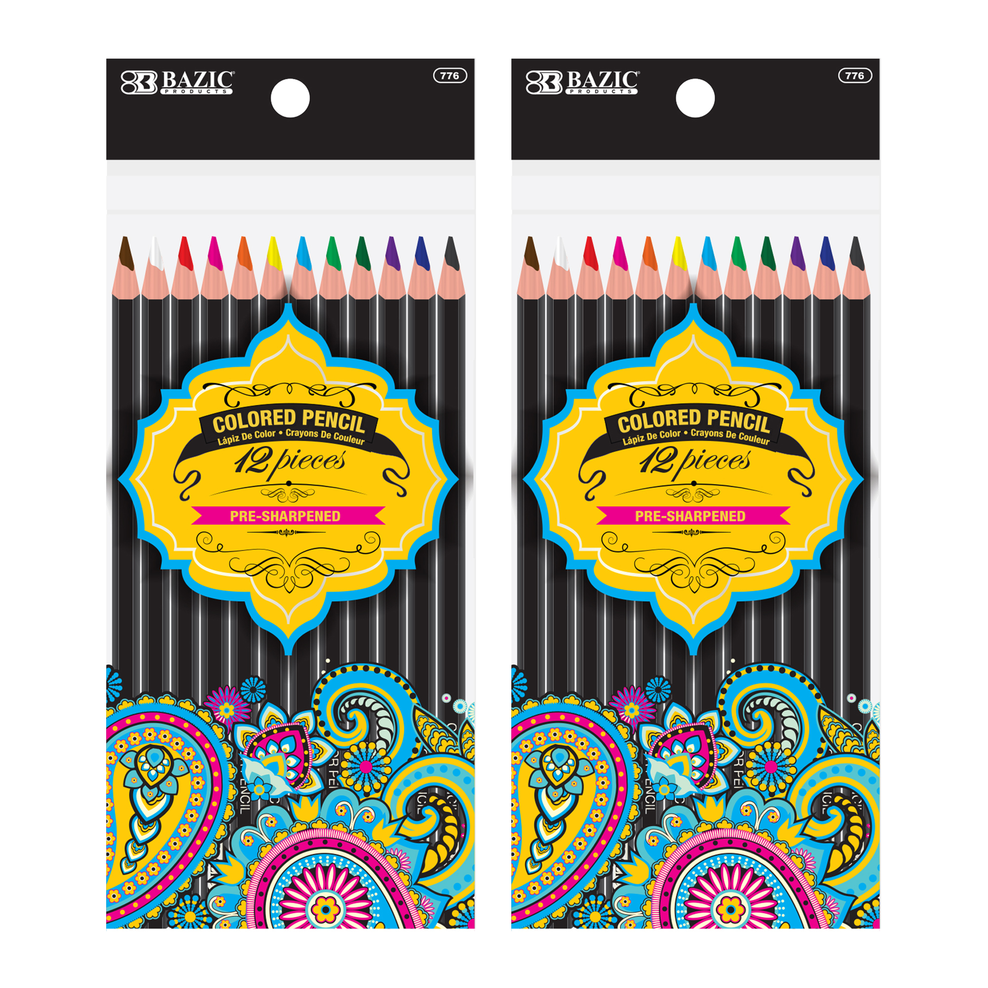 BAZIC 12 Colored Pencils Designer, Set for Art Drawing Sketching, 2