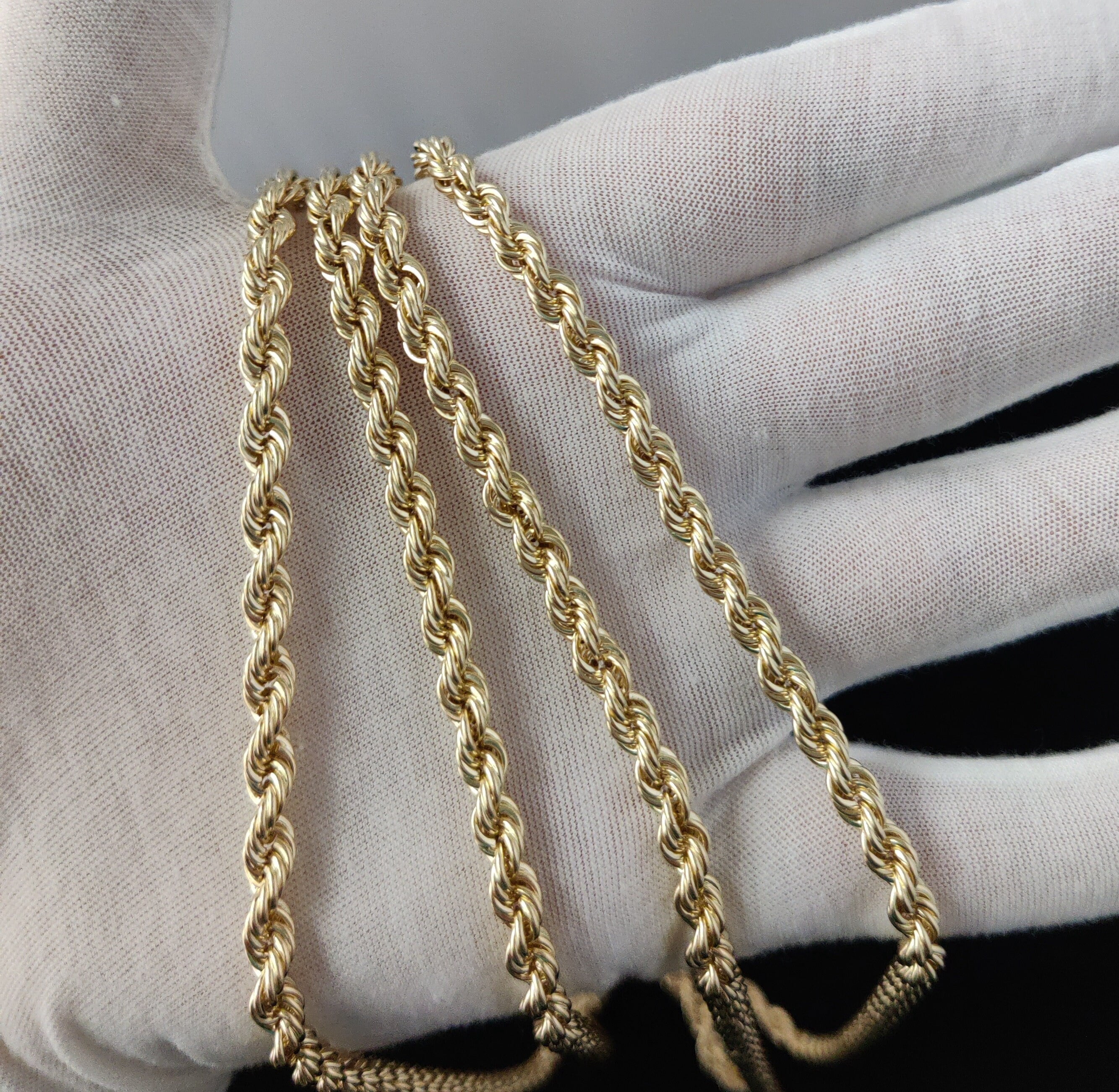 10K Gold Rope Chain Gold Rope Chain Necklace 6mm 20-26 inches, 10K Gold Rope Chain, 10K Gold Chain,  Men Women,Rope Chain Necklace (Necklace length:22;)