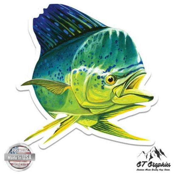 Mahi Mahi - 3" Vinyl Sticker - For Car Laptop I-Pad Phone Helmet Hard Hat - Waterproof Decal