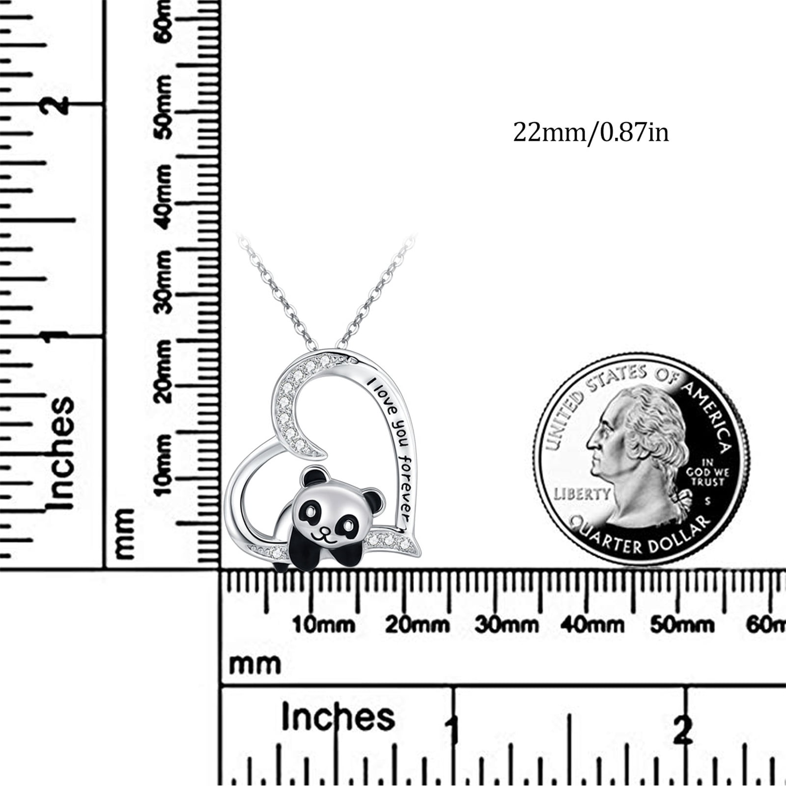 Coachuhhar Panda Necklace for Women 925 Sterling Silver Panda Gift Cute Animal Necklace Heart Pendant Necklace Panda Jewelry Gift for Panda Lover