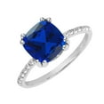 thumbnail image 2 of Sterling Silver with Blue Sapphire and White Zircon Solitaire Ring, 2 of 3