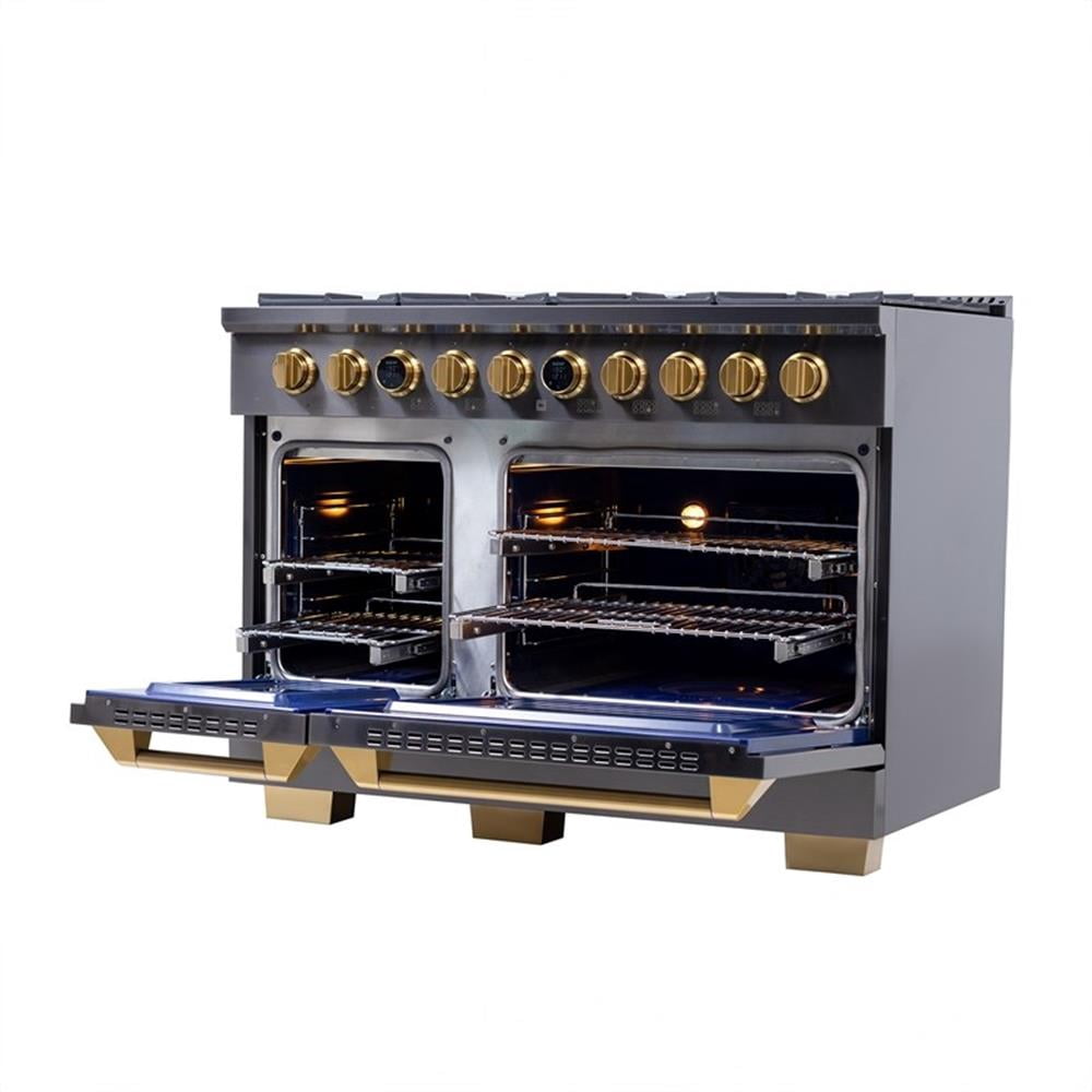 Pemberly Row 48" 8 Burners Dual Fuel Range for Natural Gas in Titanium Steel