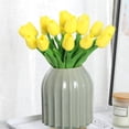 thumbnail image 3 of Flores artificiales Flor falsa Tulipán Material de látex Toque real para sala de bodas Decoración de fiesta de hotel en casa y decoración de bricolaje (Amarillo - 10 piezas) Fason ZH-080, 3 of 7