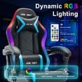 thumbnail image 5 of JONPONY Gaming Chair,Racing Style RGB LED Lights,Ergonomic Video Game Chair with Footrest and Lumbar Support ,High Back Reclining Computer Chair for Adults (Black/Blue), 5 of 9