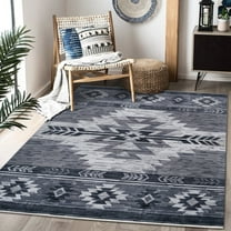 HR- Livingroom Rug 5x7 Modern Faded Floorcover Area Rugs Black Gray Silver Color