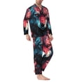 thumbnail image 2 of Hirioo Red Flame Wolf Head for Men's Pajama Sets 2 Piece Pjs Men's Long-Sleeved Pajama Set Button Down Sleepwear,S-XXL-Large, 2 of 7