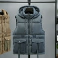 thumbnail image 1 of Pisexur Vestes pour Hommes Mode à Capuche Zippée Manteau Décontracté Sans Manches Gris,4TG, 1 of 6
