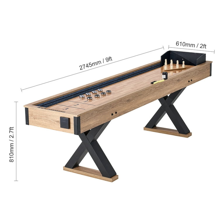 KFFKFF Shuffleboard and Bowling Table, 9 ft, Dual-Use for