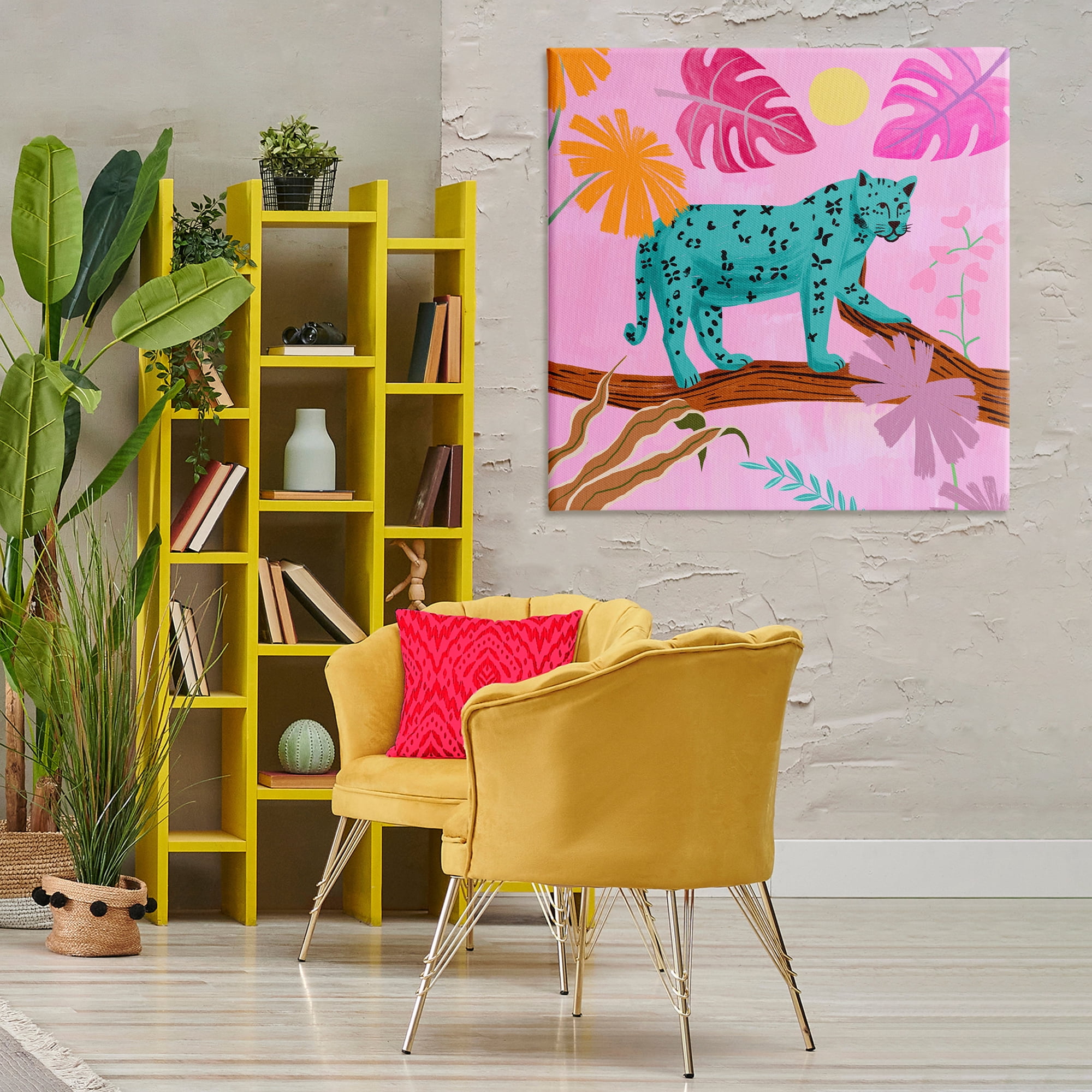 Stupell Industries Patterned Leopard on Branch Animals & Insects Painting Gallery Wrapped Canvas Art Print Wall Art, 36 x 36