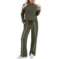 thumbnail image 3 of Conjuntos de Salón para Mujer, Conjuntos de 2 Piezas para Otoño, Pantalones Anchos, Conjuntos A Juego, Ropa de Mujer Verde M, 3 of 8