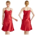 thumbnail image 2 of LYMAYTER Women's Satin Spaghetti Strap Nightgown V Neck Silk Slip Lingerie Dress Nightdress M-4XL, 2 of 8