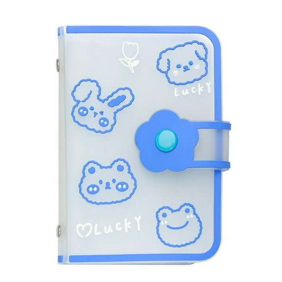 Gift Students Girls Large-capacity Card Pack Candy Color Name Card Book Cartoon Animal 20 Pockets Cute Fruit Small Photo Album BLUE ANIMAL