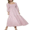 thumbnail image 1 of Robe Décontractée à Manches Longues Bouffantes Florale Col Carré Froncée Robe Longue de Soirée, 1 of 6