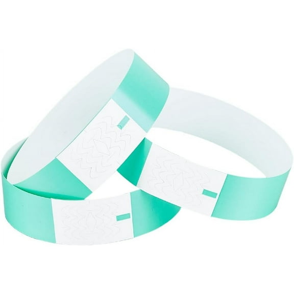 300Pcs Green Event Wristbands Waterproof Wristbands Bulk Paper Aquamarine Rectangle Identification Lightweight Plastic Arm Hand Tape