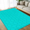 thumbnail image 4 of 5x7 Area Rugs, Turquoise Plaid Non-Skid Rubber Backing Large Rectangle Rugs - Living Room Bedroom Home Office, Geometric Leaf Diamond Morocco Abstract Indoor Floor Mat Carpets Washable Rug, 4 of 9