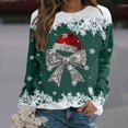 thumbnail image 2 of Wxolcjlv Womens Bow Santa Hat Graphic Sweatshirts Long Sleeve Crew Neck Ribbed Knit Tops, 2 of 4