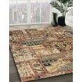 thumbnail image 3 of Ahgly Company Tapis d'Intérieur Lavables en Machine Rond Abstrait Brun Sable Brun, 7' Rond, 3 of 7