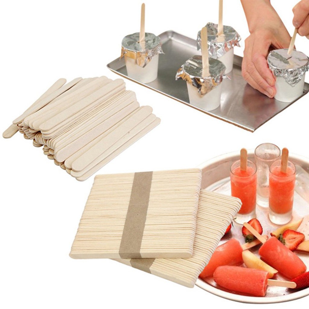 Mchoice 100 Pcs Popsicle Sticks, Natural Craft Sticks to DIY Reusable Wooden Sticks Food Grade for Homemade Ice Cream Popsicle Sticks for Crafts 4-1/2" Length - image 2 of 7