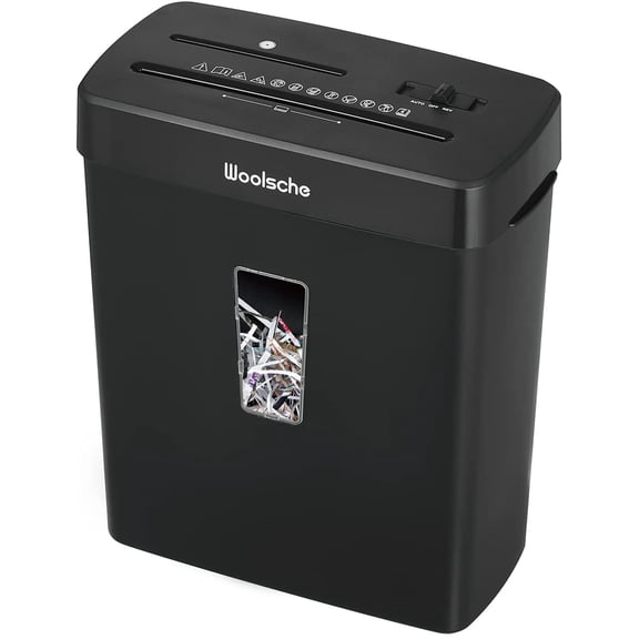 Woolsche 10-Sheet Cross-Cut Paper Shredder with 3.43-Gallon Basket, P-4 Security, Black