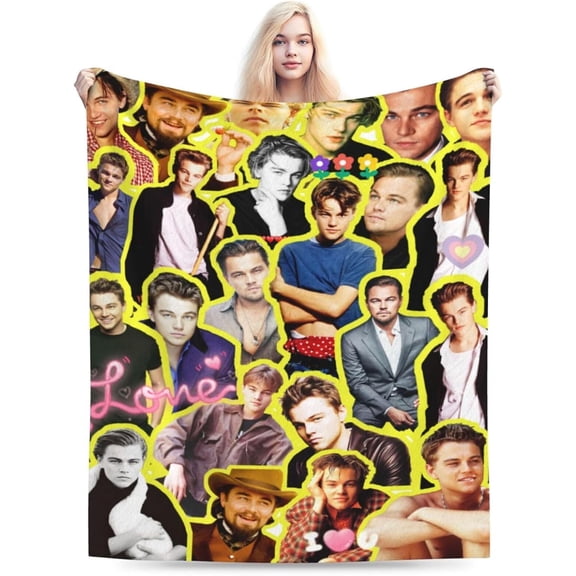 Leonardo Dicaprio Blanket Soft and Warm Lightweight Fluffy Throws Blankets Rug Carpet Gift for Beach Yoga Bedroom Living Room Decoration Sofa Camping Trip Dorm Decor All Season