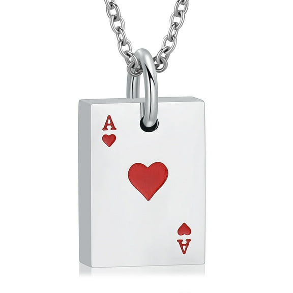 Urn Necklace for Ashes Playing Cards Cremation Jewelry for Ashes Stainless Steel Ashes Pendant for Men Women Keepsake Memorial Ash Jewelry