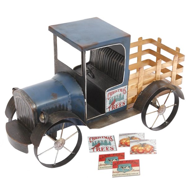 Three Seasons Metal Antique Truck Blue 18 9 Inches Long Walmart Com Walmart Com