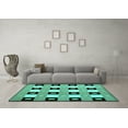 thumbnail image 3 of Ahgly Company Machine Washable Indoor Rectangle Checkered Turquoise Blue Modern Area Rugs, 4' x 6', 3 of 4