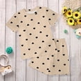 thumbnail image 2 of CAICJ98 Toddler Summer Clothes for Girls 2T 3T 4T 5T Kids 2-12 Years Girls 2 Pcs Short Sleeve Graphic Tees and Stretch Shorts Set Toddler Girl Outfit (Khaki,5-6 Years）, 2 of 4