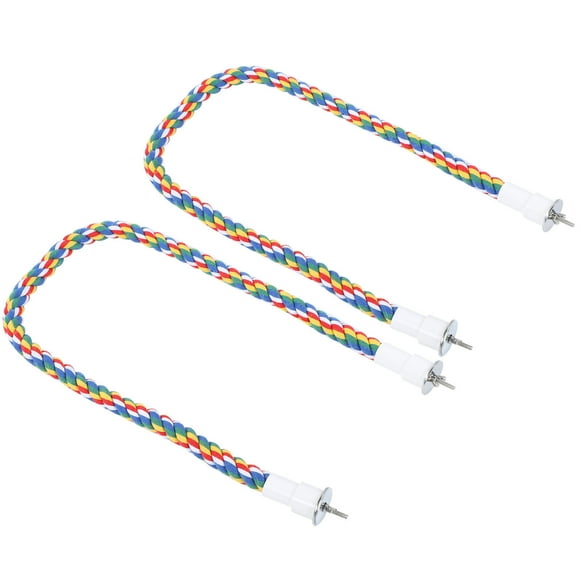 Perchas de cuerda para pájaros Con Soporte en Espiral, Juguete de Cuerda de Algodón para Pájaros, Columpios para Loros Hechos un Mano de Colores Brillantes, Calma a Los Pájaros