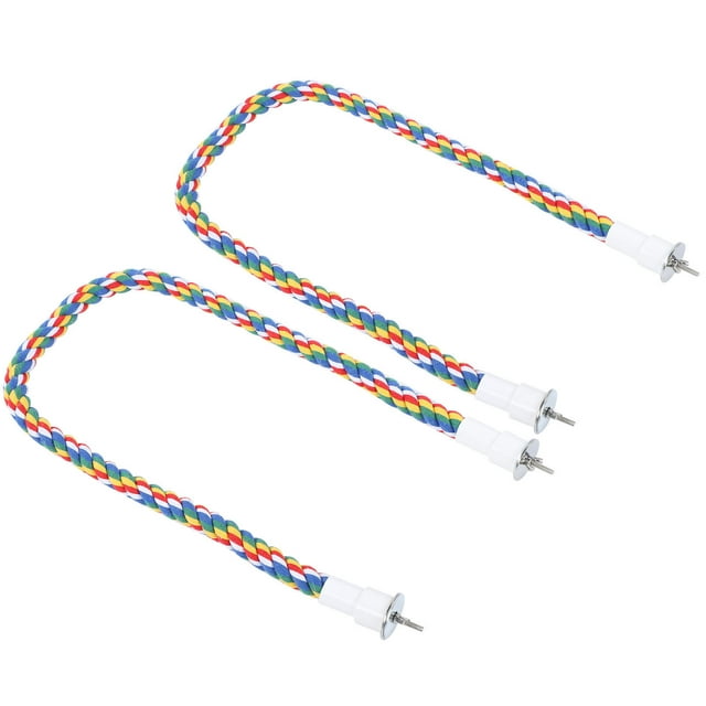 Perchas de cuerda para pájaros Con Soporte en Espiral, Juguete de Cuerda de Algodón para Pájaros, Columpios para Loros Hechos un Mano de Colores Brillantes, Calma a Los Pájaros
