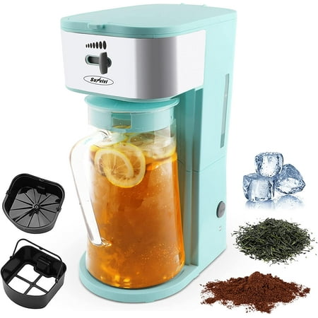

SUNVIVI 3 Quart Iced Tea Maker Iced Coffee Maker with Glass Pitcher for Hot/Cold Water Iced Tea Coffee Maker with Strength Selector Stainless Steel Macaron Green