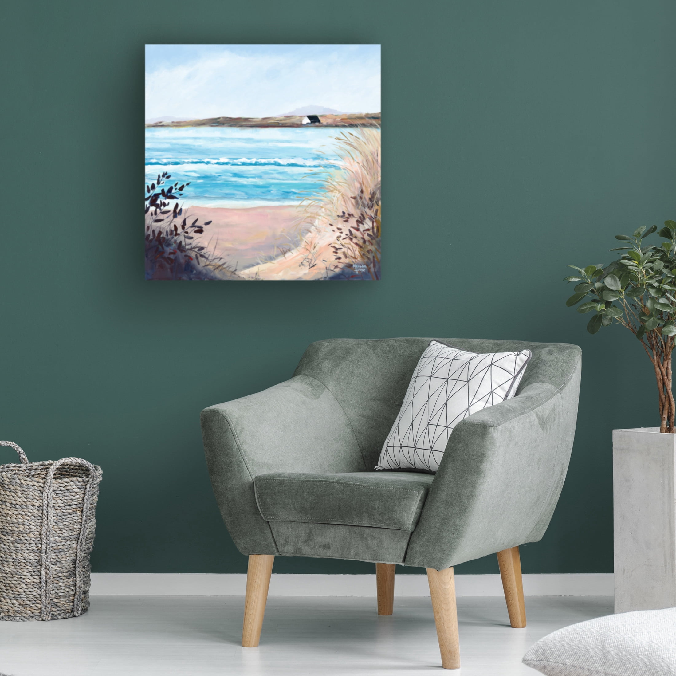 Canvas Wall Art - Meredith Howse 'Boat House on Coles Bay' Wall Art for Living Room, Bedroom, or Office Décor by Trademark Fine Art - 35 x 35 Inches