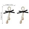 thumbnail image 3 of SUSHANG Bow Earrings Velvet Bow Stud Earrings Design Sense Festive Earrings with Earrings Female Velvet Bow Pearl Diamond Earrings Super Long Earrings Simple Fashion Earrings, 3 of 6