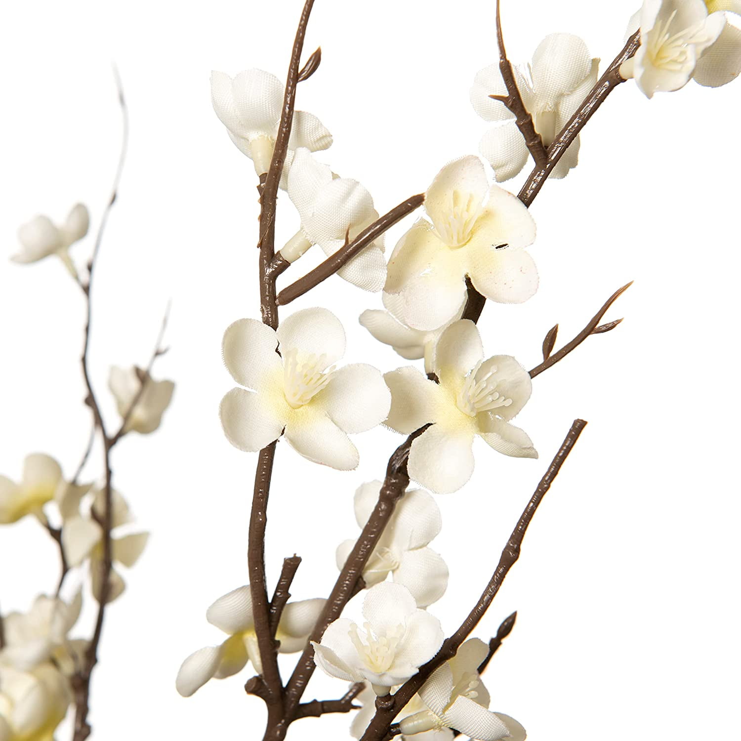 Artificial Plum Blossom Fake Silk Cherry Blossom Branches Flowers,Faux Long Stems Wintersweets Arrangement for Wedding Home Office Bedroom Spring Party Decor(White)