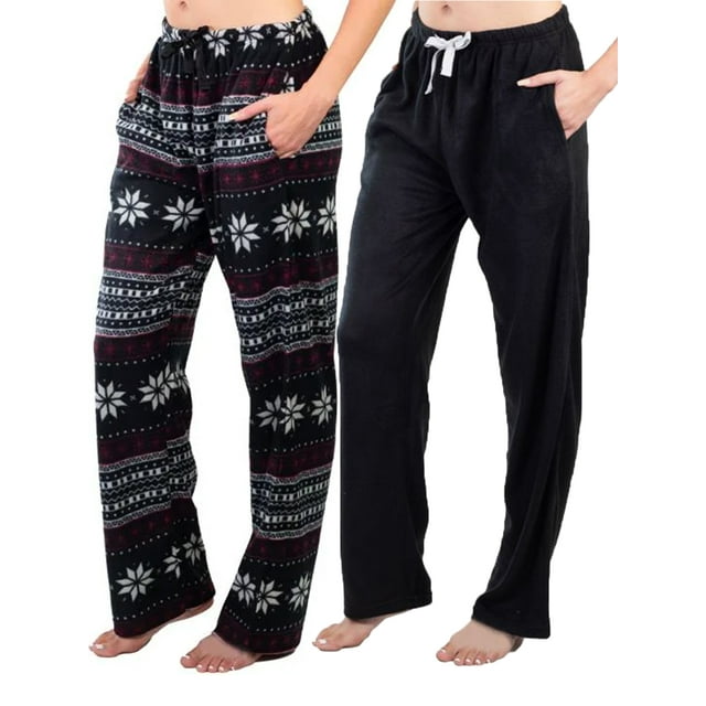 Jo & Bette Women’s Fleece Pajama Pants with Pockets, Plaid Sleep Pants ...