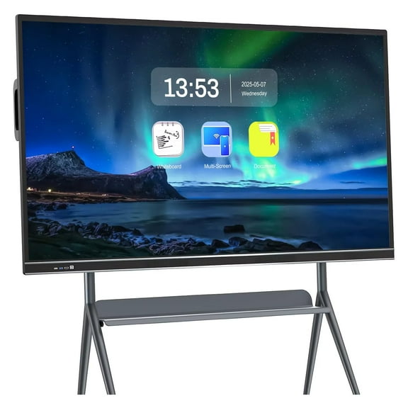 75" 4K UHD Interactive Whiteboard, Touch Screen Digital Electronic Calendar All-In-One Smartboard Multi-Touch Display for Classroom Learning