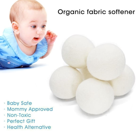 HAVELOR Wool Dryer Balls, 6-Pack 2.4 Inch, Shorten Drying Time & Soften Fabric, Reusable Alternative to Dryer Sheets(white,6cm)