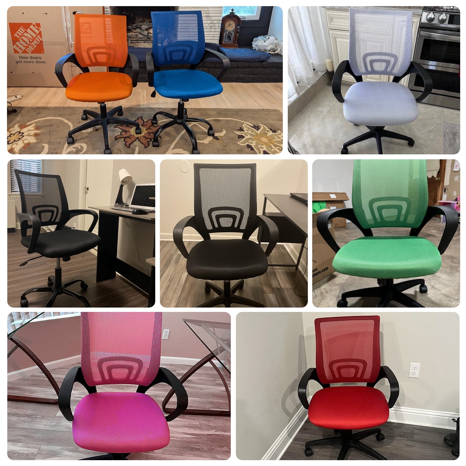 NiamVelo Mesh Office Chair Computer Desk Chair for Adults, Mid Back Rolling Chair Cheap office chairs with Lumbar Support Armrest for Home Office,Black（2 Pack）