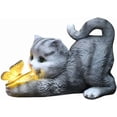 thumbnail image 4 of Cat and Butterfly Solar Garden Statue, Cute Figurine with Cat Holding Butterfly, Outdoor Lawn Art for Mom Grandma, Housewarming Gift, 4 of 7