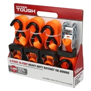 Hyper Tough 14ft Heavy Duty Ratchet Tie-Down Straps, 4-pack
