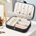 thumbnail image 3 of Wattne Travel Jewelry Box, Small Portable Jewelry Organizer Mini Jewelry Case for Women, Earing Organizer, Leather Portable Jewelry Storage Boxes for Rings Earrings Necklaces Bracelets (Black), 3 of 7