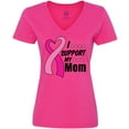 thumbnail image 3 of Inktastic Breast Cancer Awareness I Support My Mom with Pink Ribbon Women's V-Neck T-Shirt, 3 of 5