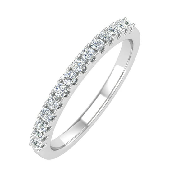 1/5 Carat Prong Set Diamond Wedding Band Ring in 14K White Gold (Ring Size 10.75) (I1-I2 Clarity)
