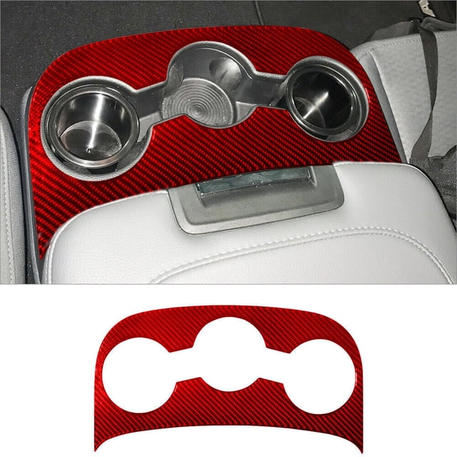 Real Bright Soft Car Interior Carbon Fiber Sticker DecorationFor RAM 1500 Red Carbon Fiber Interior Center Armrest Cupholder CoverAuto Car Protection Interior Accessories