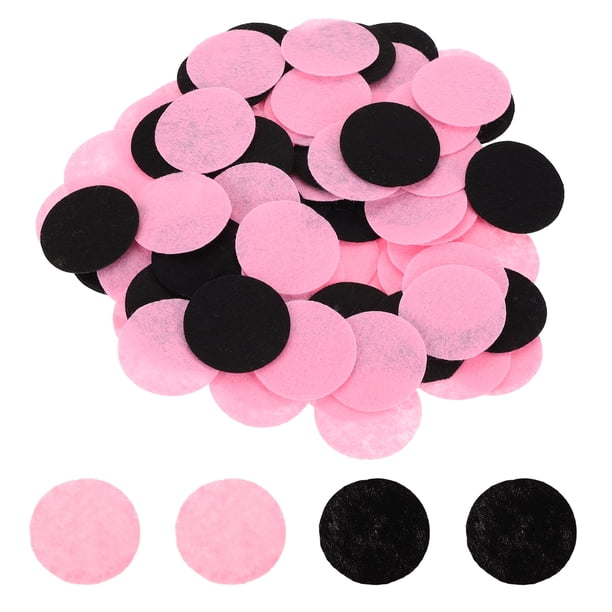 Uxcell 10mm 3/8" Círculos de Fieltro Redondos, 200 Pcs Almohadillas de Manualidades Pre Cortadas de Tela No Tejida para Proyectos de Bricolaje, Negro/Rosa