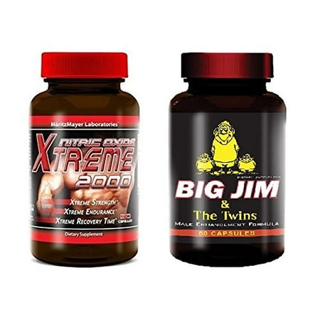 Big Jim and Twins Natural Male Enhancement Xtreme 2000 Nitric Oxide L-Arginine Improve Strength Recovery Time and Performance (Best Non Prescription Male Enhancement Pills)
